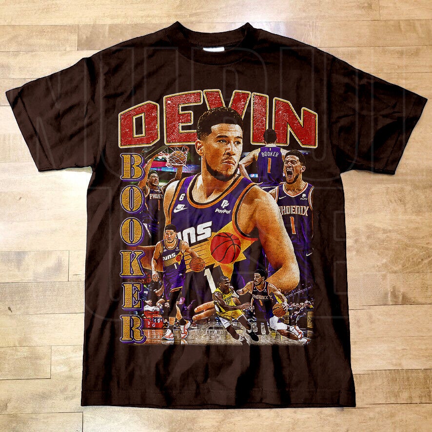 nurulsuksesyuk Vintage Style Devin Booker T Shirt Basketball Shirt Classic 90s Graphic Tee Unisex Vintage Bootleg Gift Retro DB17