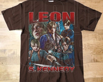 T-shirt Leon de style vintage, chemise Leon Residence Evil, chemise de jeu d'horreur, chemise Leon RE4 RE04