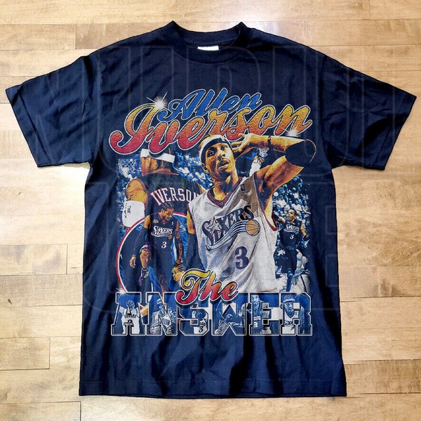 T-shirt Allen Iverson vintage, The Answer, tee-shirt de sport, joueur de basket-ball, tee-shirt graphique vintage des années 90, Rap Hip hop, IV89