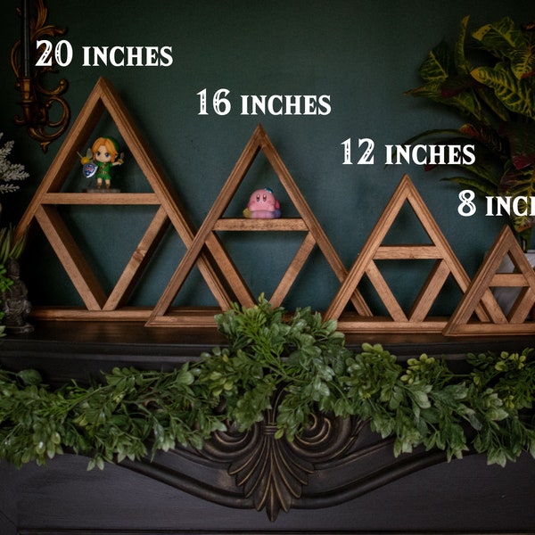 12” Gamer Decor| Legend of Zelda Wooden Triforce Wall Tabletop Shelf| Desk Fandom Decor| Multiple Sizes