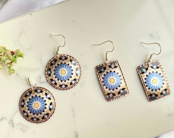 Daisy Copper Dangle Earrings, Boho Flower Earrings, Gift For Women