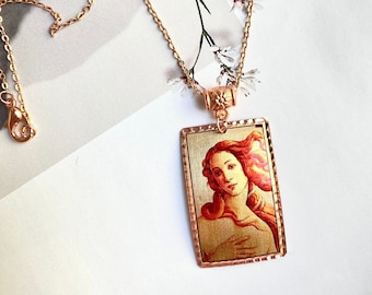 Birth of Venus Copper Necklace and Earrings: Botticelli Art Jewelry
