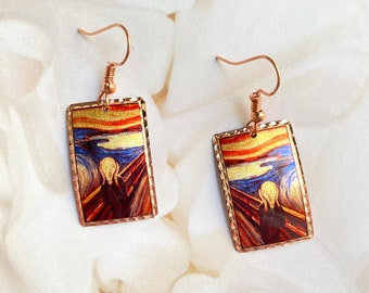 Edvard Munch The Scream Copper Earring, Famous Painting Artist Earrings, Scream Artwork Dangle Earrings, Teacher Appreciation Gift