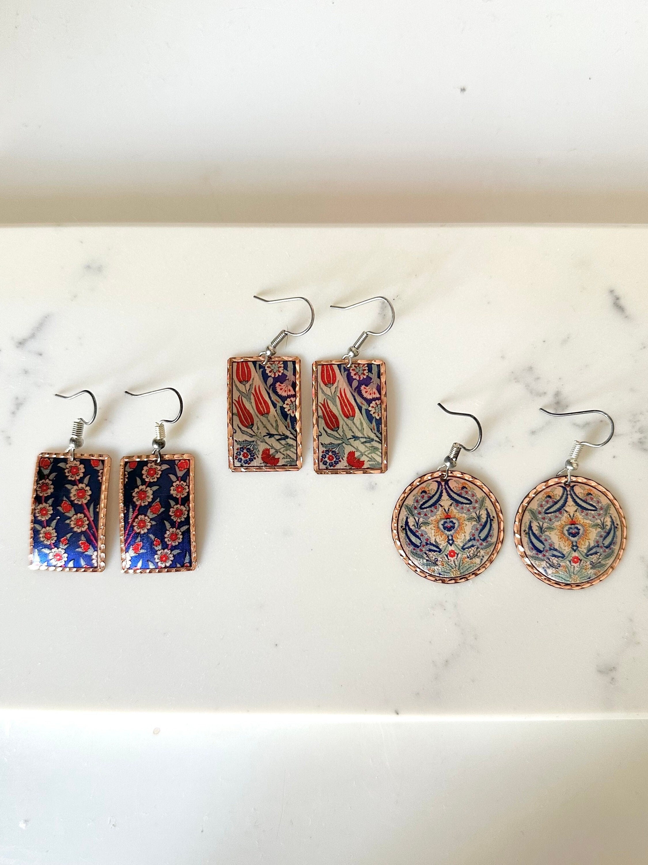 Copper Turkish Earrings, Tulip Copper Earrings, Pure Copper Earrings, Copper Handmade Jewelry, Gift For Her, Gift For Women