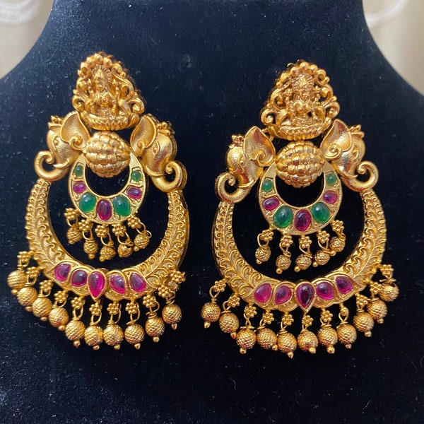 Chandbali earrings XL size|Premium matte gold Chandbali |Temple jewelry|earrings big|earrings indian