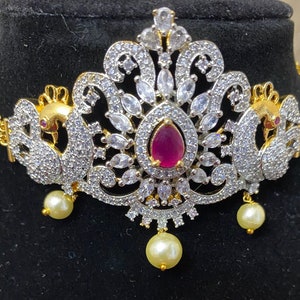 Ad zircon choker | ad choker with jhumka|ad choker set | ad choker| American Diamond choker set