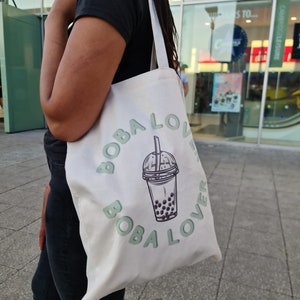 Té de burbujas / Bolso de algodón / Bolsa de transporte / Bolsa de compras Regalo