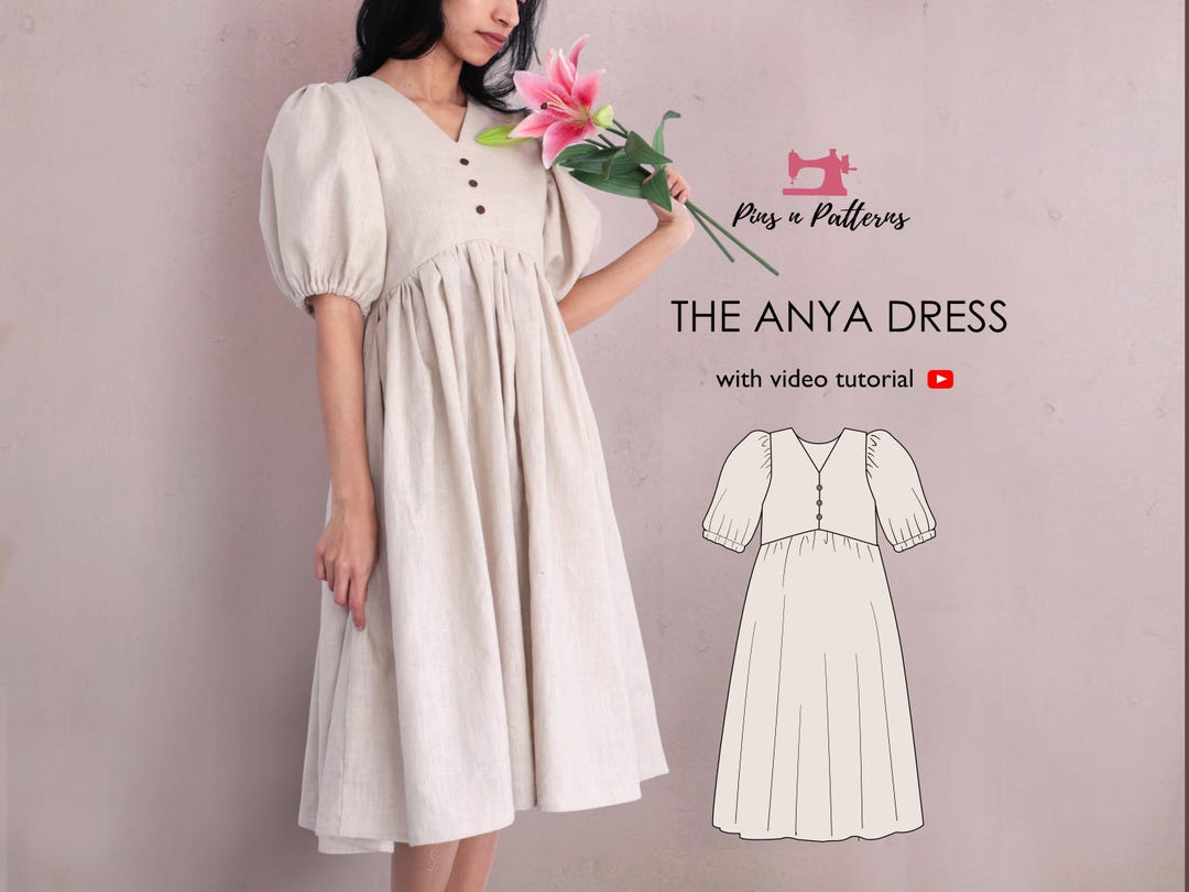 Boho Dress Sewing Pattern PDF With Puff Sleeves (US 0-26, UK 4-30) - Etsy
