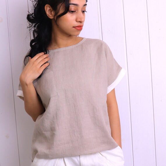Sewing Pattern PDF Easy Linen Blouse With Cuffs beginner Etsy