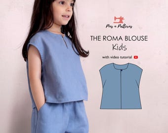 Sewing Pattern PDF Kids Easy Linen Top  / Sizes ages 1-8 yrs  (Beginner sewing)