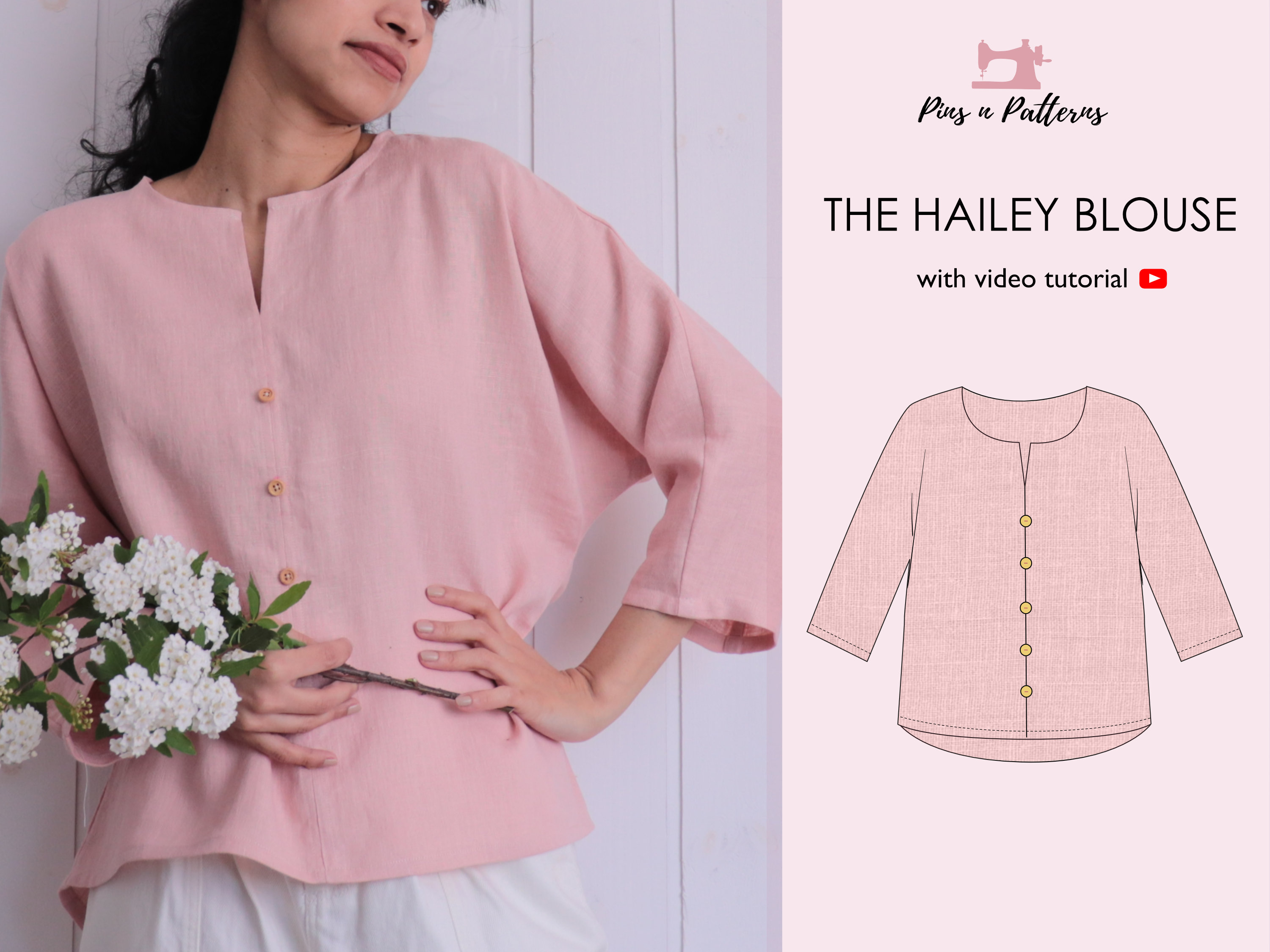 Sewing Pattern PDF Easy Linen Blouse With Buttons / Sizes US