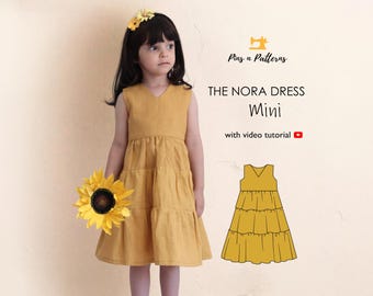 Sewing Pattern PDF Kids Boho Tiered Dress  / Sizes ages 1-8 yrs  (Beginner sewing)