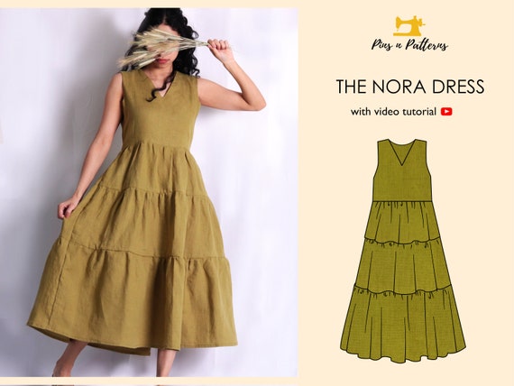 Sewing Pattern PDF Easy Tiered Dress / Sizes US 0-26, UK 4-30 (beginner  Sewing) - Etsy