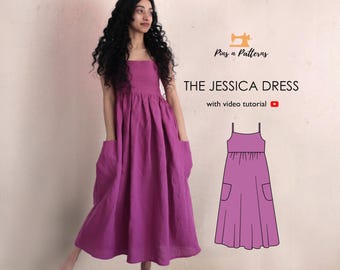 High Waist Dress Sewing Pattern PDF: Beginner-Friendly, US Sizes 0-26 (Digital Download)