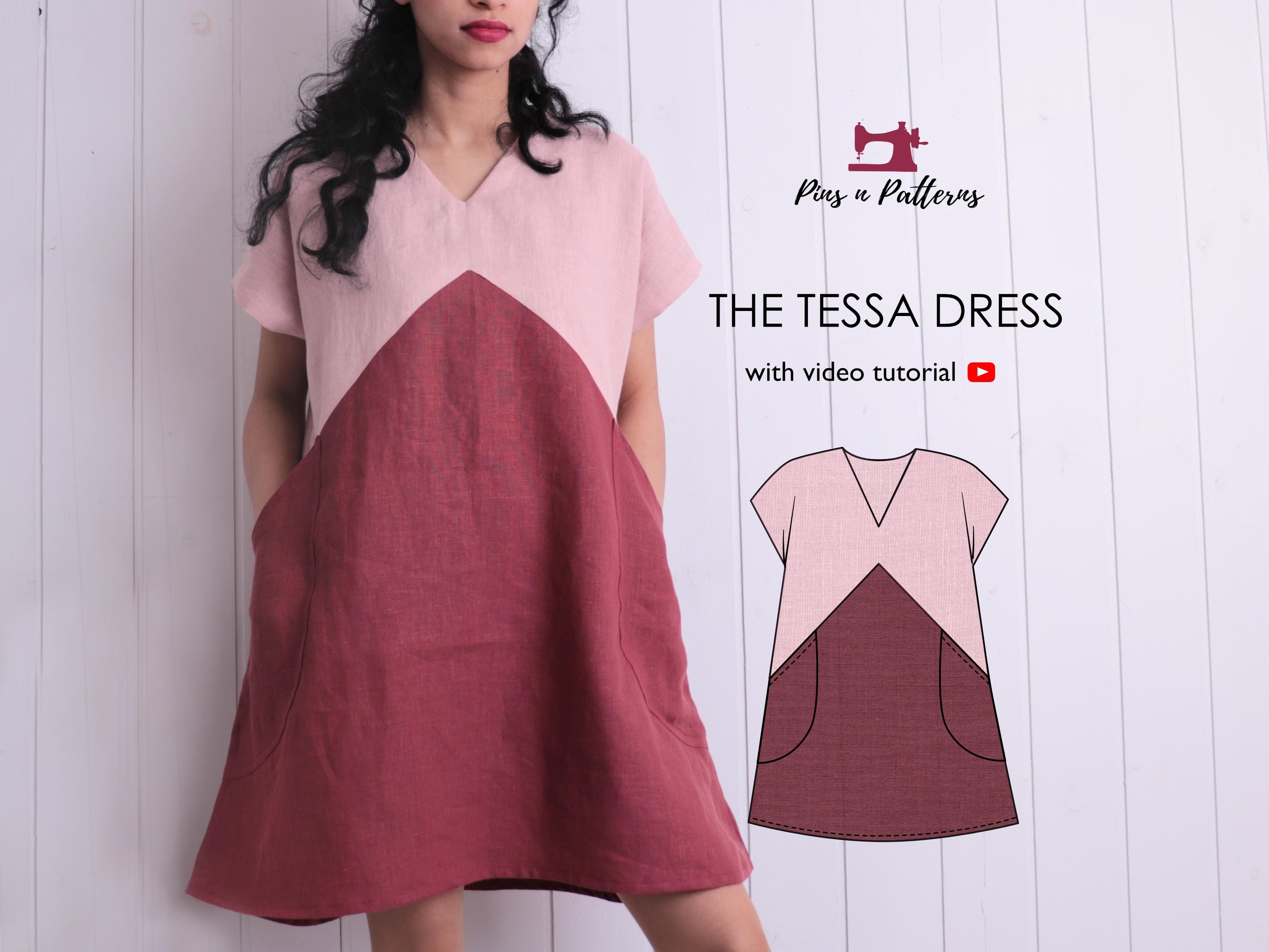Color Block A-line Tunic Dress Digital Sewing Pattern : Beginner Friendly.  US 0-26/UK 4-30 - Etsy