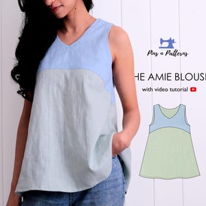 Easy Color Block Ärmellose Bluse Digitales Schnittmuster (US 0-26 / UK 4-30)