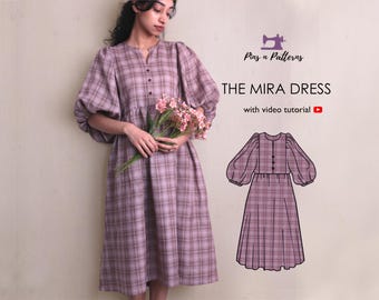 Prairie Dress Sewing Pattern PDF: Voluminous Sleeves, Beginner Friendly (Sizes US 0-26 / UK 4-30)