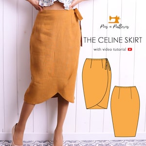 Easy Wrap Skirt Sewing Pattern PDF: Tulip Hem, Beginner Friendly (US 0-26/UK 4-30)