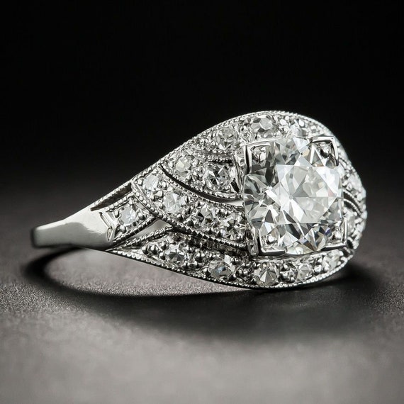 Art Deco 3.10Ct Round D/VVS1 Diamond Vintage Engagement Ring in 14k White Gold 