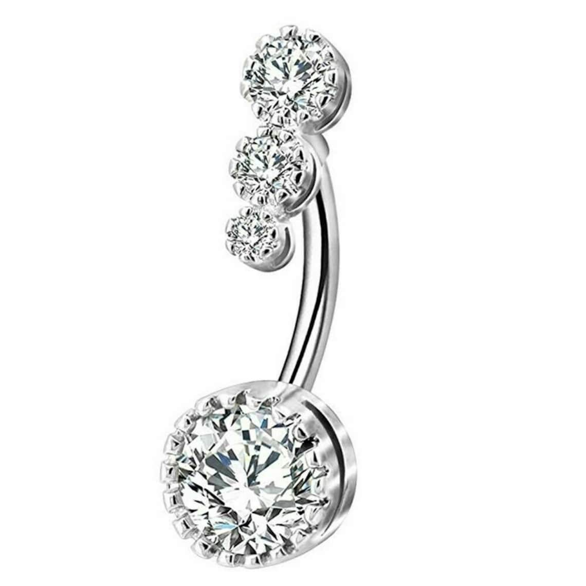 Drop Dangle Crystal Belly Button Ring Navel Piercing Jewelry Etsy 