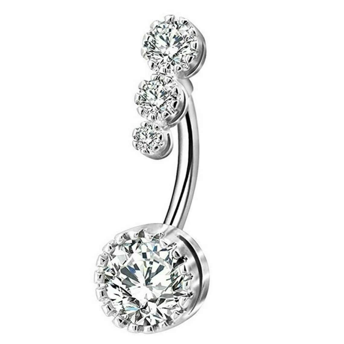 Drop Dangle Crystal Belly Button Ring Navel Piercing Jewelry Etsy