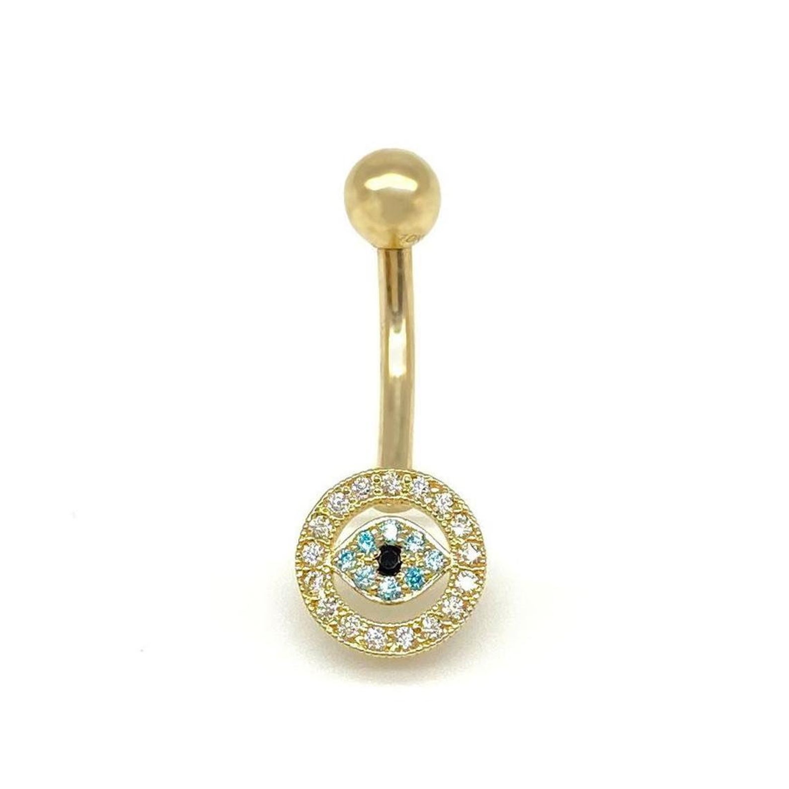 Evil Eye Belly Button Ring Navel Piercing Women Jewelry 14K Etsy UK