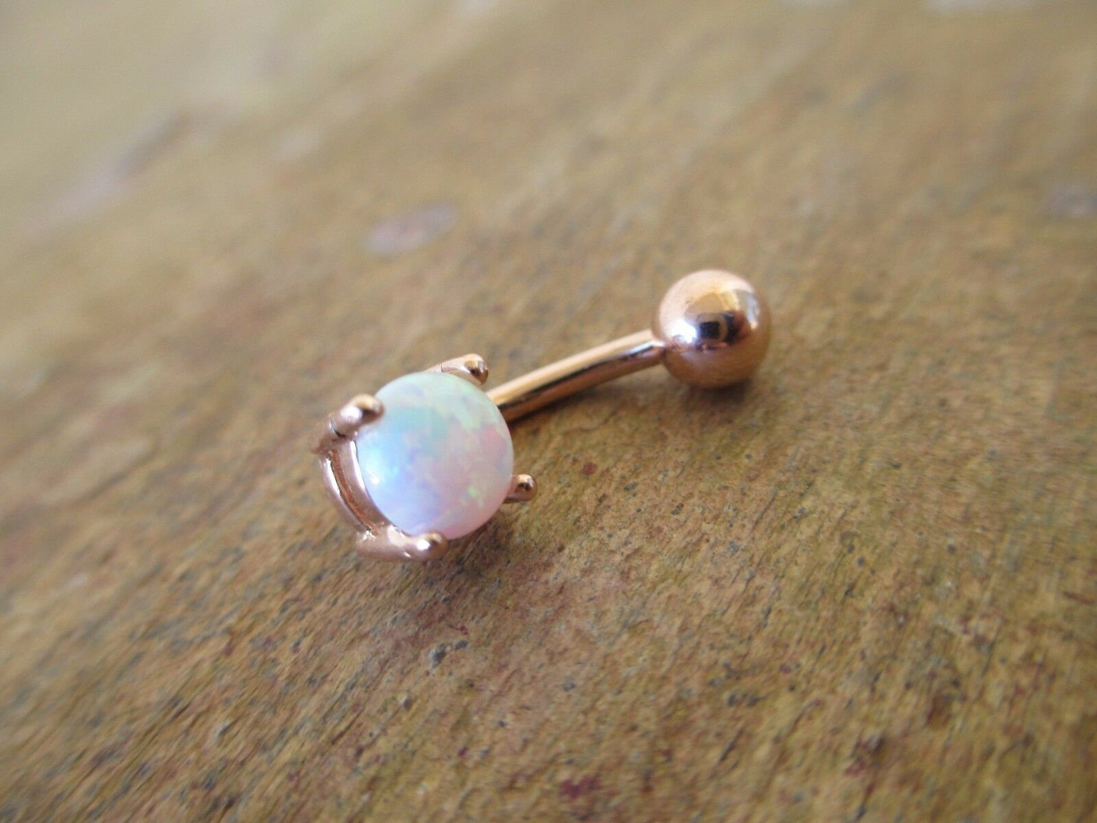Round Cut Opal Belly Button Ring Navel Piercing Jewelry 14K Etsy