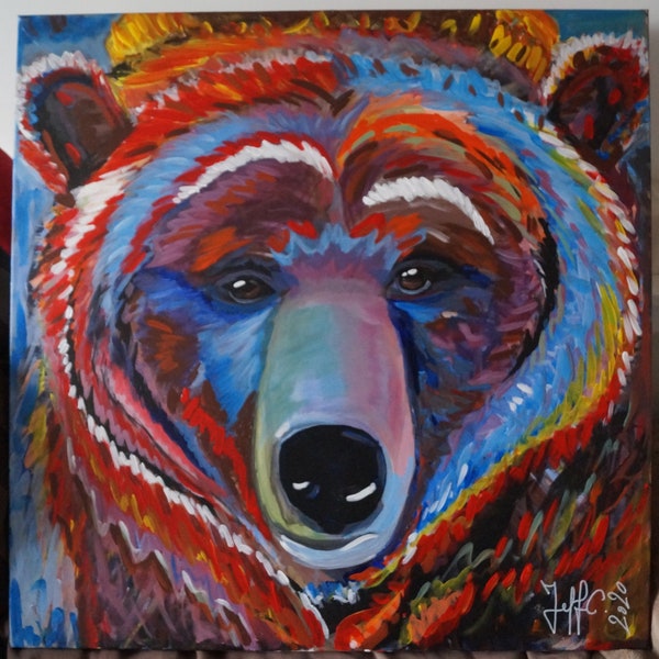 Bear acrylic painting (tableau Peinture acrylique ours)