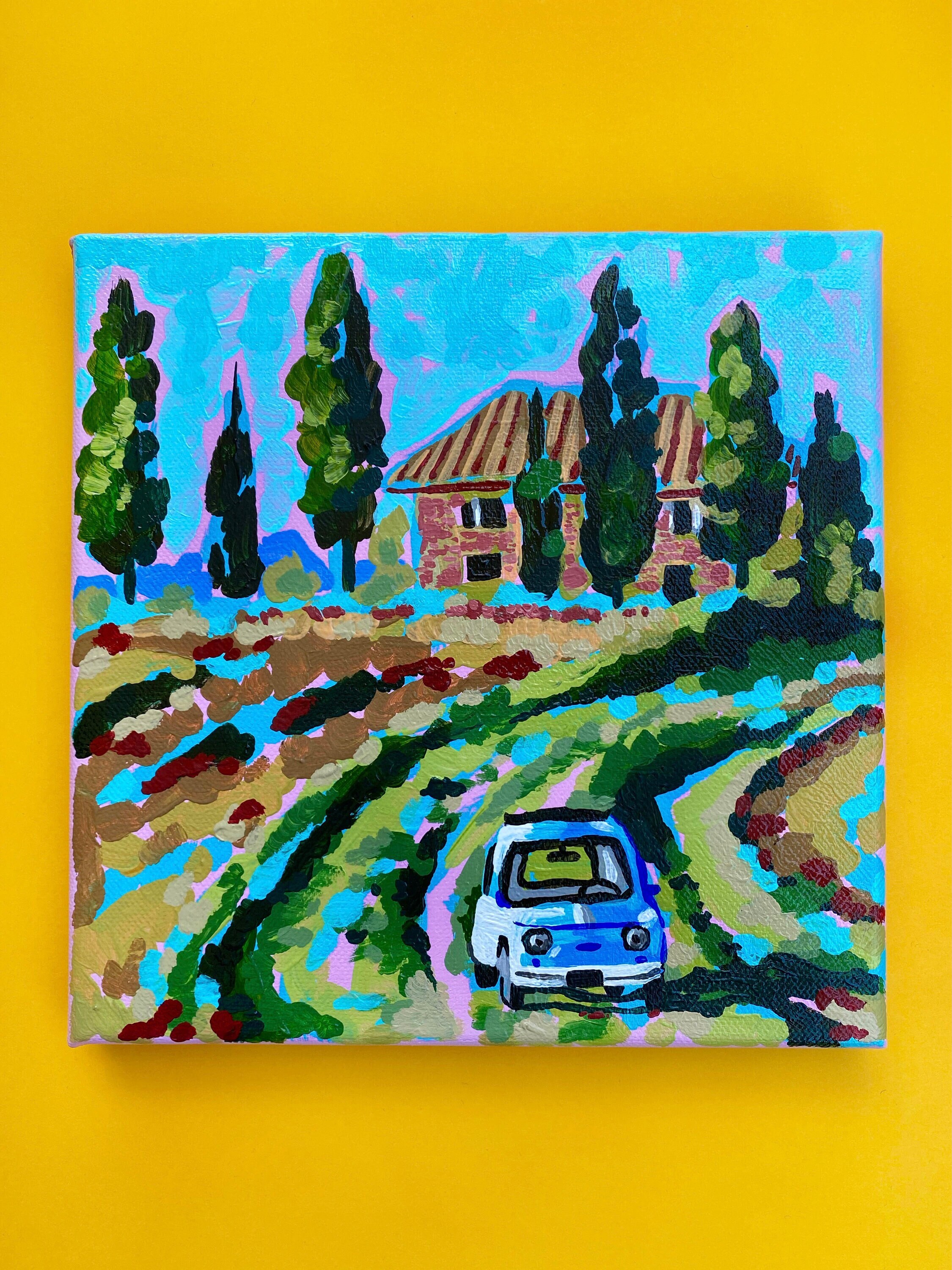 Campagne | Peinture Originale sur Toile 20x20cm Acrylique