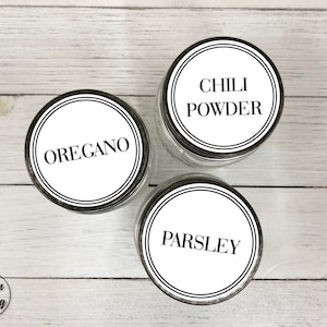 30 Modern Clean Style Spice Lid Labels • 30 Labels Included • White Waterproof • 1.5&quot; Round Spice Lids