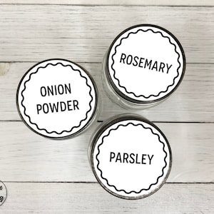 30 Modern Clean Style Spice Lid Labels • 30 Labels Included • White Waterproof • 1.5&quot; Round Spice Lids