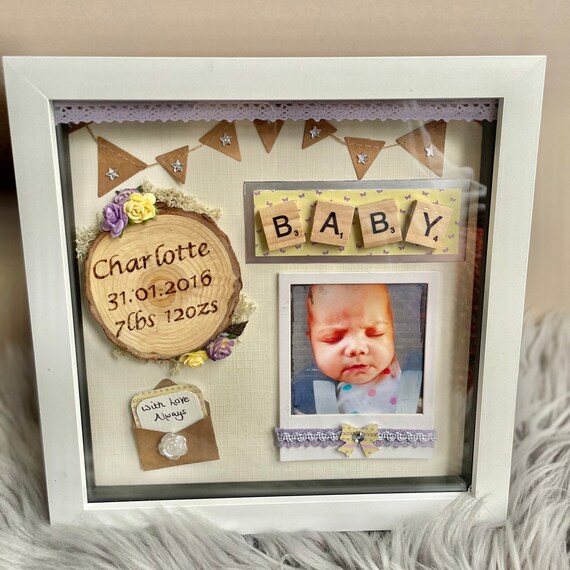 New Baby Girl Box Frame Personalised New Arrival Gift Baby Etsy UK