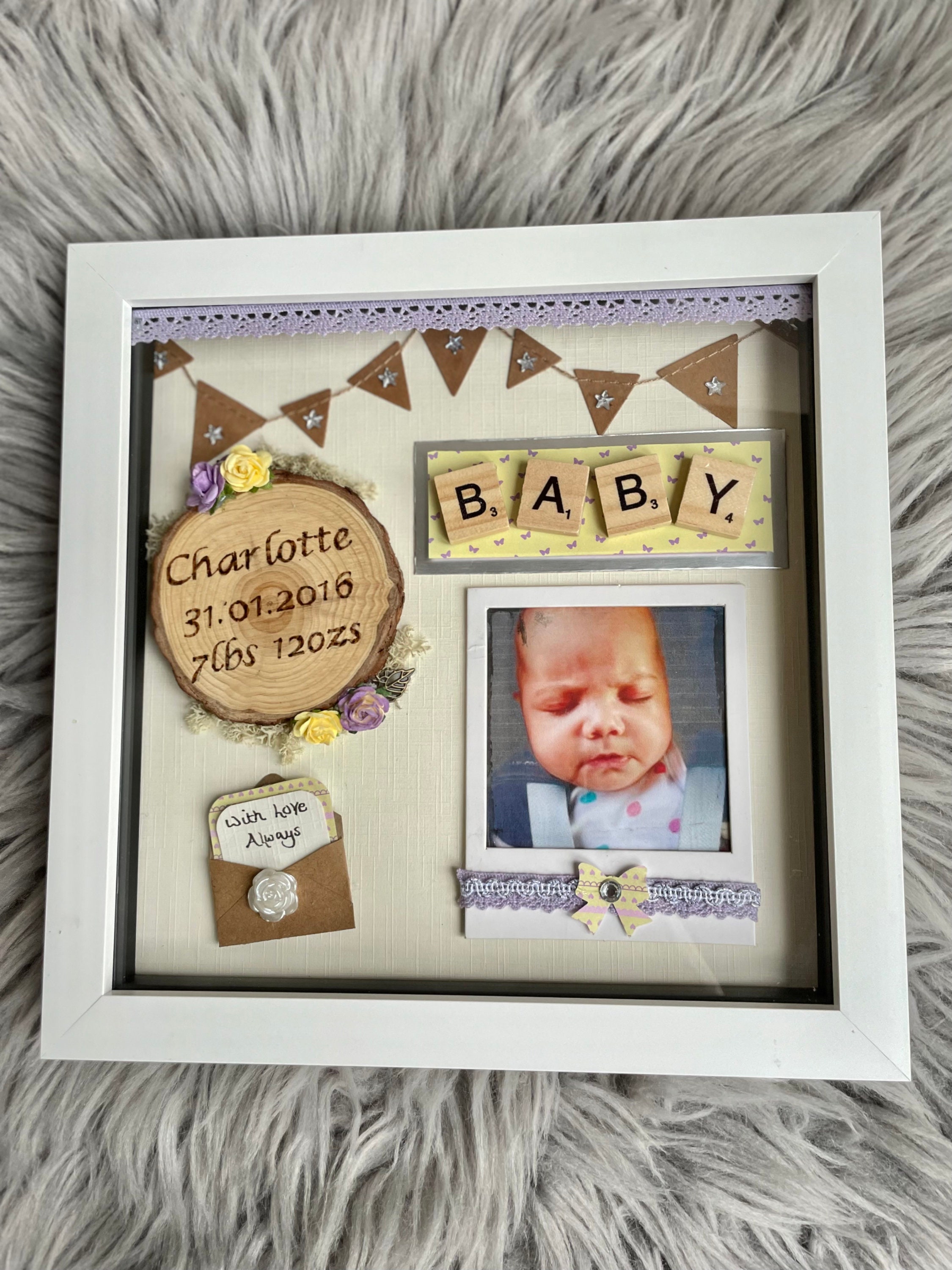 New Baby Girl Box Frame Personalised New Arrival Gift Baby Etsy UK