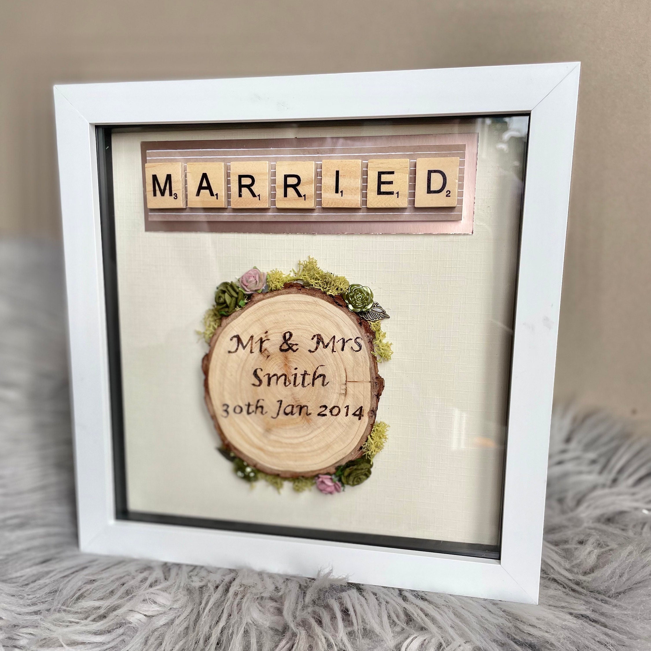 Personalised Engraved Wedding Box Frame, Unique Mr and Mrs Gift, Married Couples Anniversary