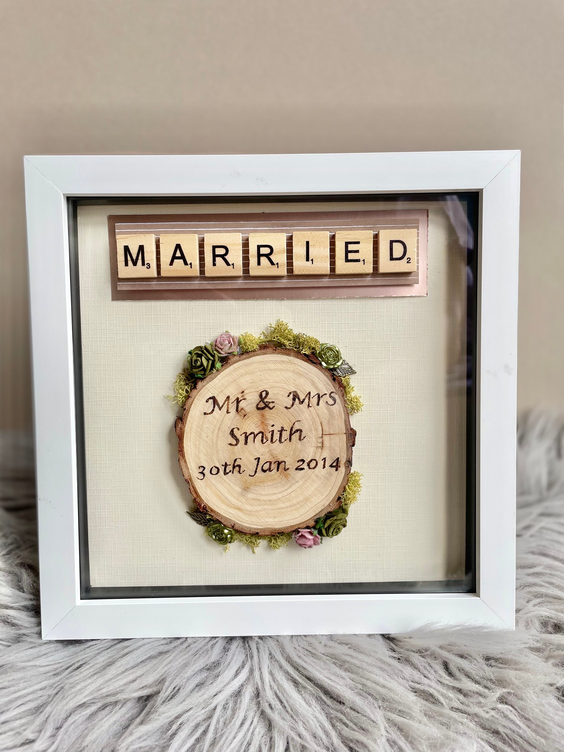 Personalised Engraved Wedding Box Frame, Unique Mr and Mrs Gift, Married Couples Anniversary
