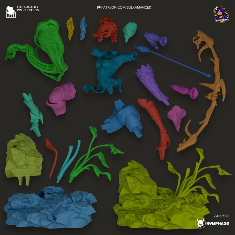 Final Fantasy XII Figurine Fran Fan Art 14K 3D gedruckt 280mm hoch