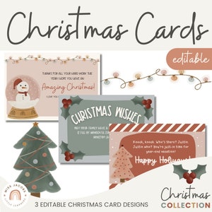 Cartes de Noël | Thème de Noël moderne et neutre | Activité des Fêtes | Modifiable