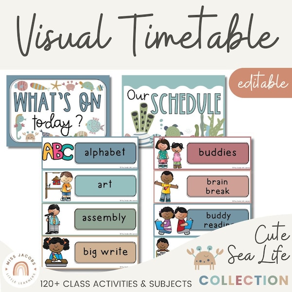 Visual Timetable | Cute Sea Life Classroom Decor | Editable