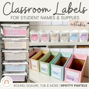 Classroom Labels | SPOTTY PASTELS Classroom Decor | Editable