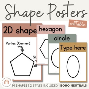 NEUTRAL Shape Posters | Boho Neutral Color Palette | Neutral Classroom Decor