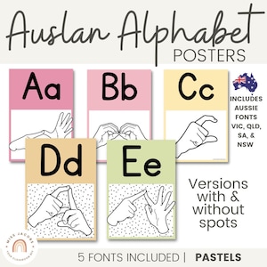 Auslan Alphabet Poster | FLECKIGE PASTELLE | Gedämpftes Regenbogen Dekor