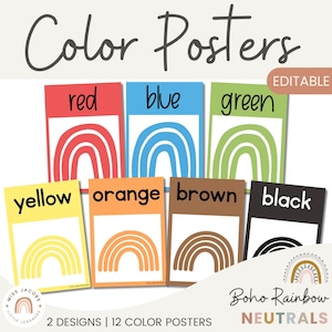 Moderne Regenbogen Farbe Poster | Boho Klassenzimmer Dekor | Veränderbar