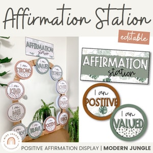 Affirmation Station | MODERN JUNGLE | Classroom Decor | Editable