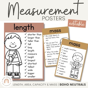 NEUTRAL Measurement Posters | Boho Neutral Color Palette | Neutral Classroom Decor