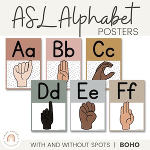 ASL (American Sign Language) Alphabet Posters | BOHO RAINBOW | Neutral Rainbow Classroom Decor