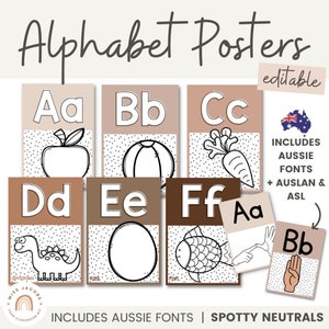 Alphabet Posters | SPOTTY NEUTRALS Classroom Decor | Editable