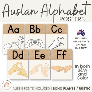 Modern Rustic Auslan Alphabet Posters