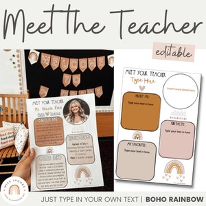 BOHO RAINBOW Meet the Teacher | Editable | Neutral Classroom Decor
