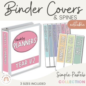 Capas e lombadas de encadernação | PASTELS | Editável
