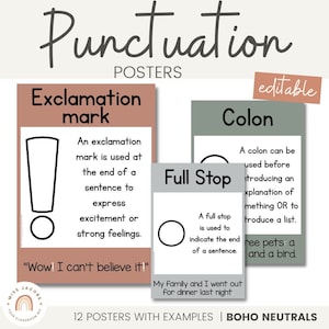 NEUTRAL Punctuation Posters | Boho Color Palette | Neutral Classroom Decor